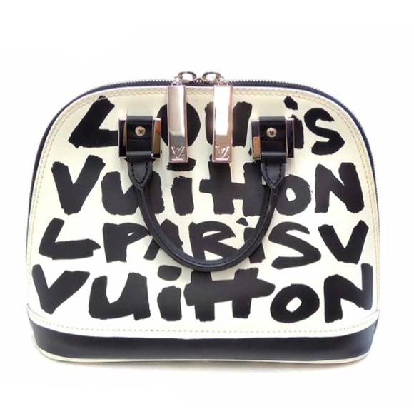 Louis Vuitton White Black MM AB Alma Graffiti - Picture 1 of 1